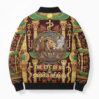Sekhmet Bomber Puffer Jacket with Eye of Ra and Sacred Lion Symbol in Egyptian Healer