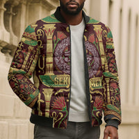 Sekhmet Bomber Puffer Jacket with Eye of Ra and Sacred Lion Symbol in Egyptian Healer