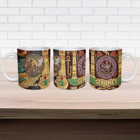 Sekhmet Ceramic Mug with Eye of Ra and Sacred Lion Symbol in Egyptian Healer
