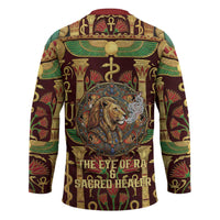 Sekhmet Hockey Jersey with Eye of Ra and Sacred Lion Symbol in Egyptian Healer