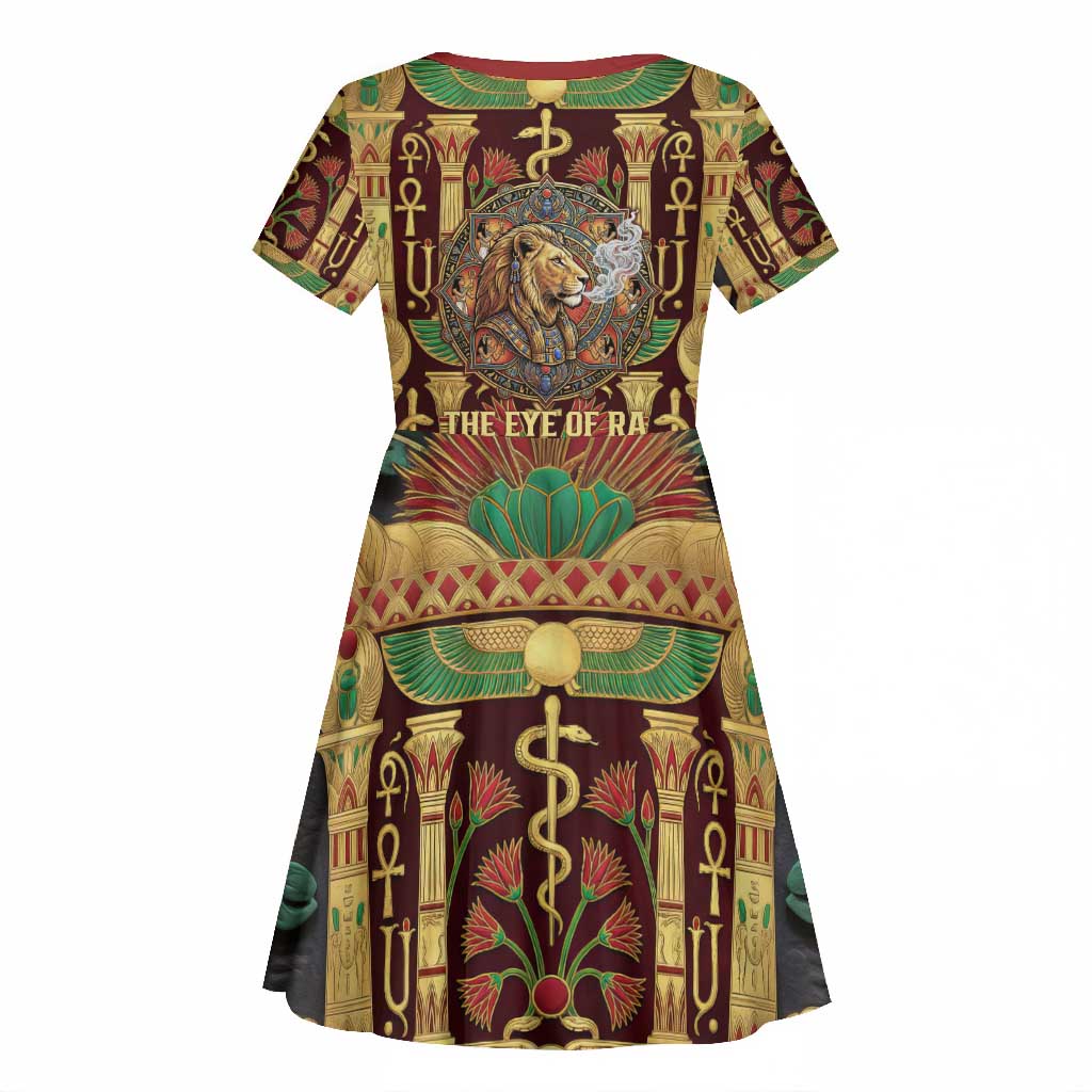 Sekhmet Kid Short Sleeve Dress with Eye of Ra and Sacred Lion Symbol in Egyptian Healer