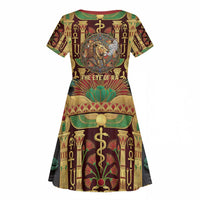 Sekhmet Kid Short Sleeve Dress with Eye of Ra and Sacred Lion Symbol in Egyptian Healer