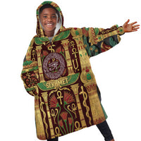 Sekhmet Kid Wearable Blanket Hoodie with Eye of Ra and Sacred Lion Symbol in Egyptian Healer