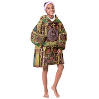 Sekhmet Kid Wearable Blanket Hoodie with Eye of Ra and Sacred Lion Symbol in Egyptian Healer