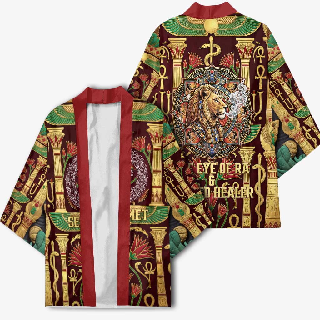 Sekhmet Kimono with Eye of Ra and Sacred Lion Symbol in Egyptian Healer