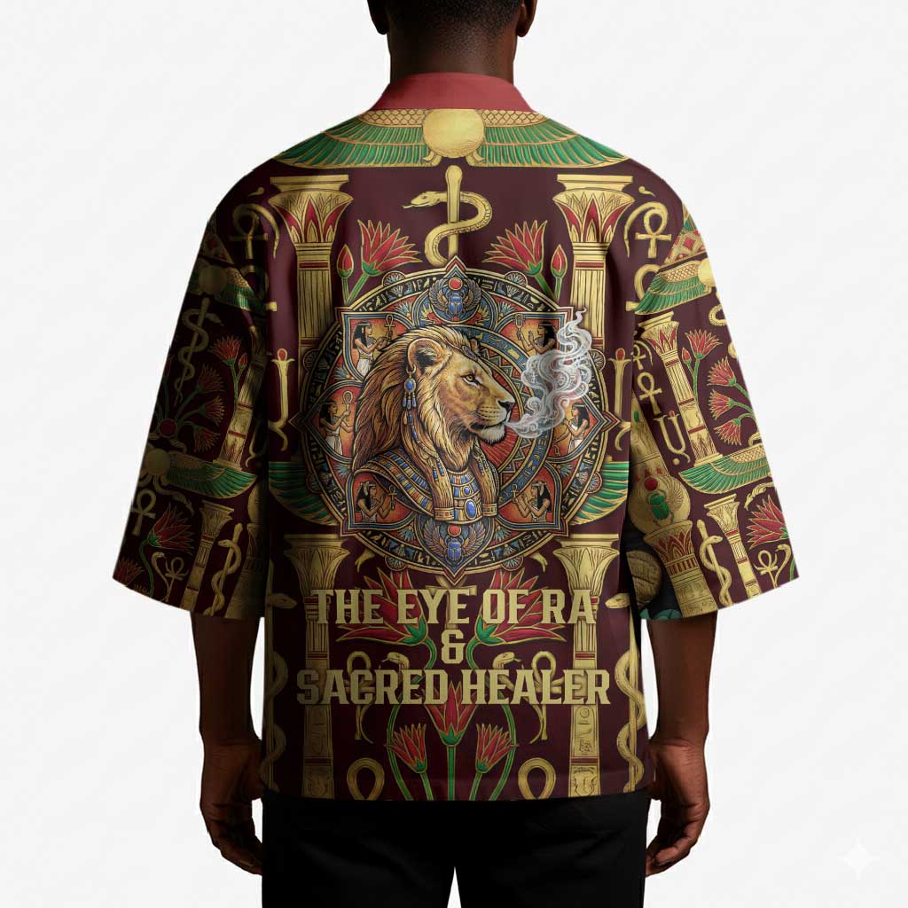 Sekhmet Kimono with Eye of Ra and Sacred Lion Symbol in Egyptian Healer