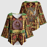 Sekhmet Kimono Sleeve Blouse with Eye of Ra and Sacred Lion Symbol in Egyptian Healer
