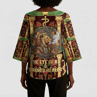 Sekhmet Kimono Sleeve Blouse with Eye of Ra and Sacred Lion Symbol in Egyptian Healer