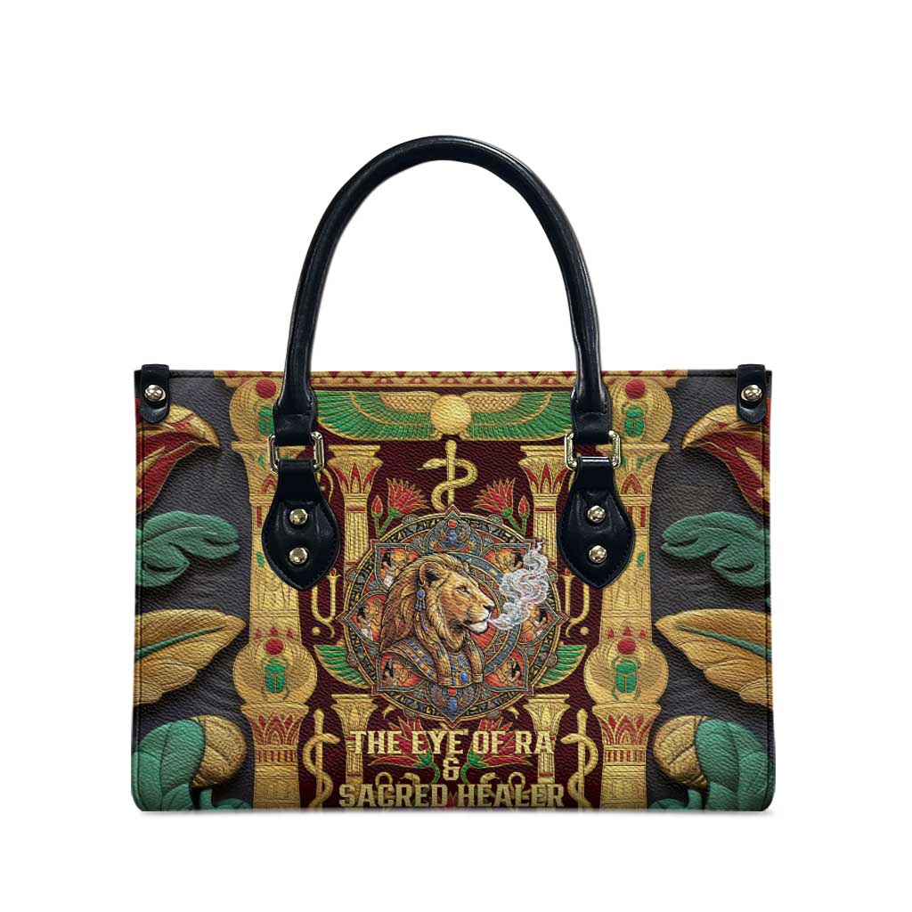 Sekhmet Leather Bag with Eye of Ra and Sacred Lion Symbol in Egyptian Healer