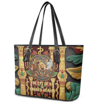 Sekhmet Leather Tote Bag with Eye of Ra and Sacred Lion Symbol in Egyptian Healer