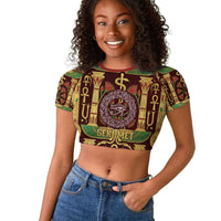 Sekhmet Raglan Cropped T shirt with Eye of Ra and Sacred Lion Symbol in Egyptian Healer