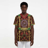 Sekhmet Scrub Top with Eye of Ra and Sacred Lion Symbol in Egyptian Healer