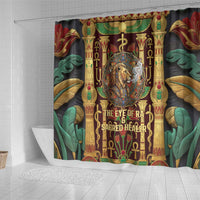 Sekhmet Shower Curtain with Eye of Ra and Sacred Lion Symbol in Egyptian Healer