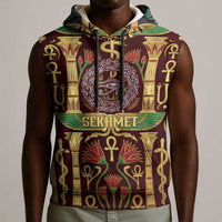 Sekhmet Sleeveless Hoodie with Eye of Ra and Sacred Lion Symbol in Egyptian Healer