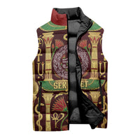 Sekhmet Sleeveless Puffer Jacket with Eye of Ra and Sacred Lion Symbol in Egyptian Healer