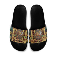 Sekhmet Slide Sandals with Eye of Ra and Sacred Lion Symbol in Egyptian Healer