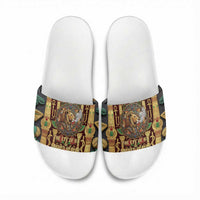 Sekhmet Slide Sandals with Eye of Ra and Sacred Lion Symbol in Egyptian Healer
