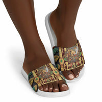 Sekhmet Slide Sandals with Eye of Ra and Sacred Lion Symbol in Egyptian Healer