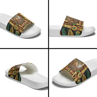 Sekhmet Slide Sandals with Eye of Ra and Sacred Lion Symbol in Egyptian Healer