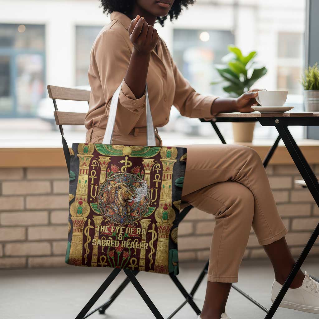 Sekhmet Tote Bag with Eye of Ra and Sacred Lion Symbol in Egyptian Healer