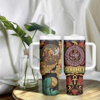 Sekhmet Tumbler With Handle with Eye of Ra and Sacred Lion Symbol in Egyptian Healer