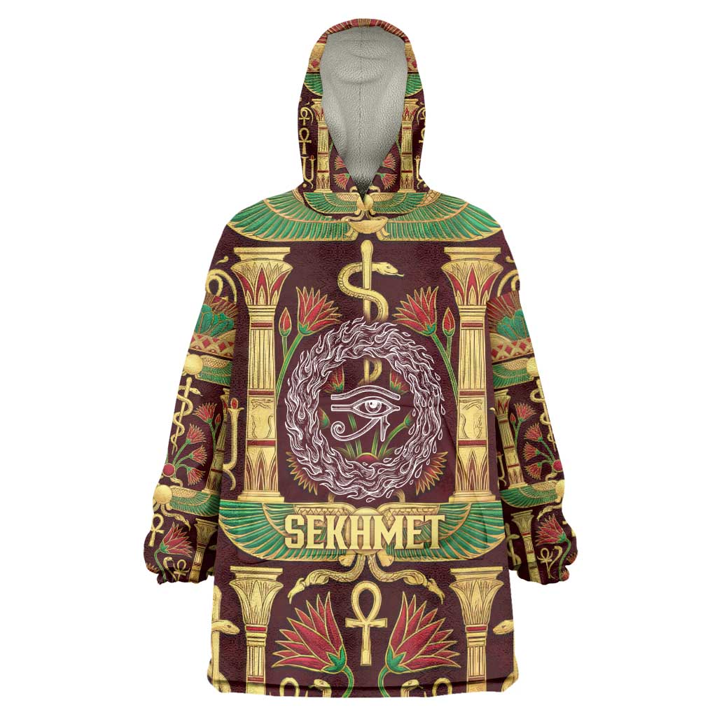 Sekhmet Wearable Blanket Hoodie with Eye of Ra and Sacred Lion Symbol in Egyptian Healer
