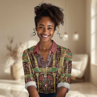 Sekhmet Women Casual Shirt with Eye of Ra and Sacred Lion Symbol in Egyptian Healer