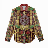 Sekhmet Women Casual Shirt with Eye of Ra and Sacred Lion Symbol in Egyptian Healer