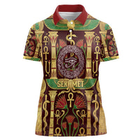 Sekhmet Women Polo Shirt with Eye of Ra and Sacred Lion Symbol in Egyptian Healer