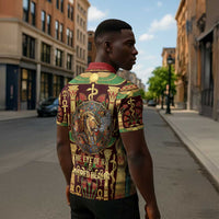 Sekhmet Zipper Polo Shirt with Eye of Ra and Sacred Lion Symbol in Egyptian Healer