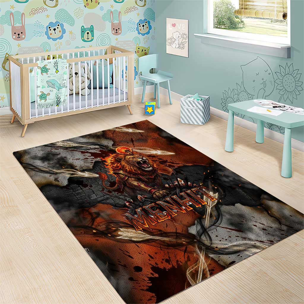 Menhit Egyptian Area Rug Warrior Goddess Fiery Lion Eye Arrows and Blood Battle