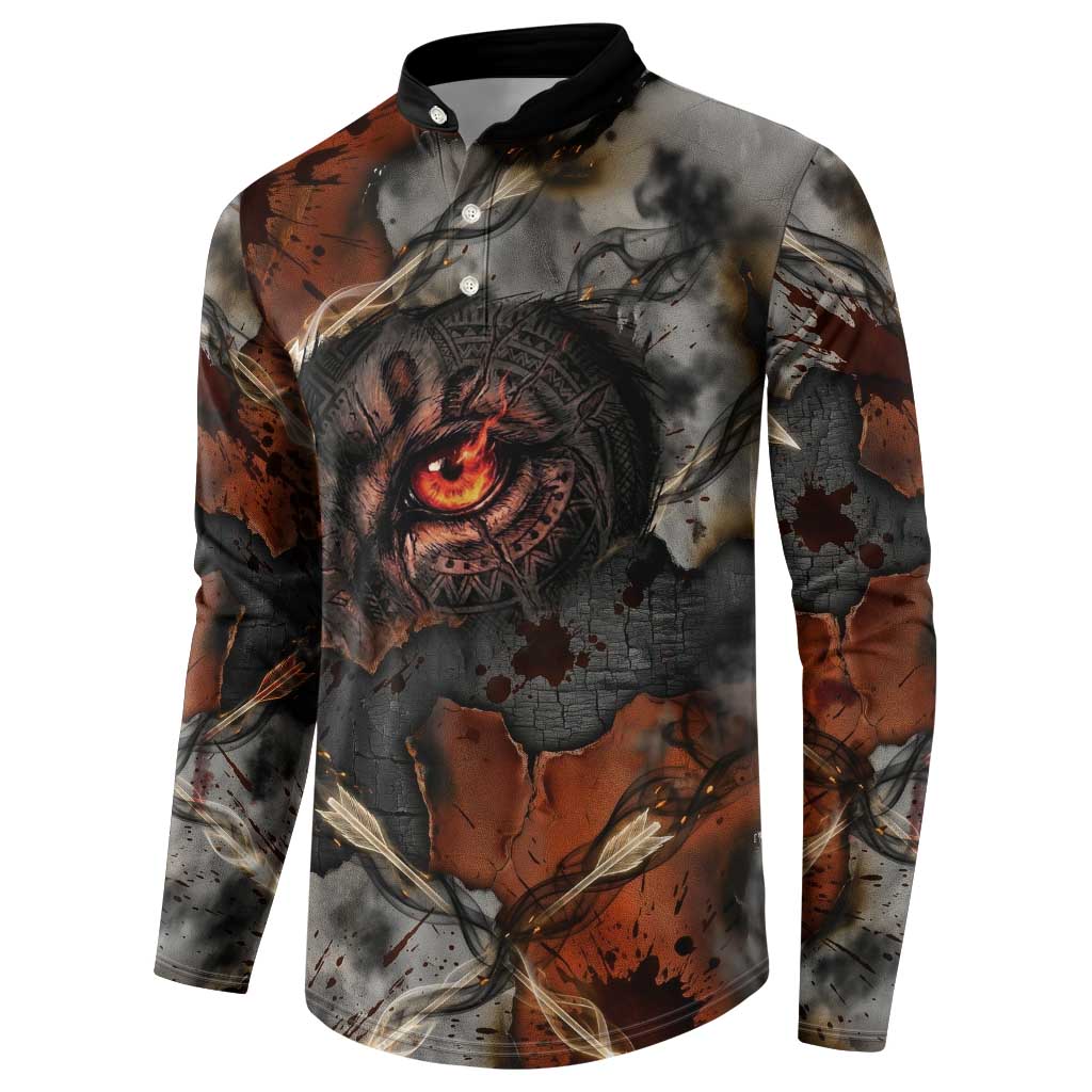 Menhit Egyptian Button Sweatshirt Warrior Goddess Fiery Lion Eye Arrows and Blood Battle