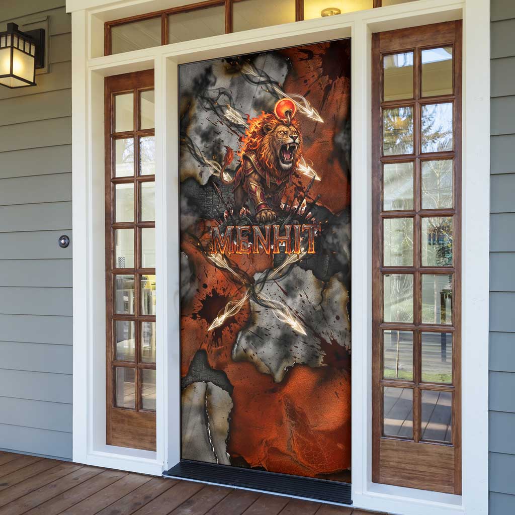 Menhit Egyptian Door Cover Warrior Goddess Fiery Lion Eye Arrows and Blood Battle
