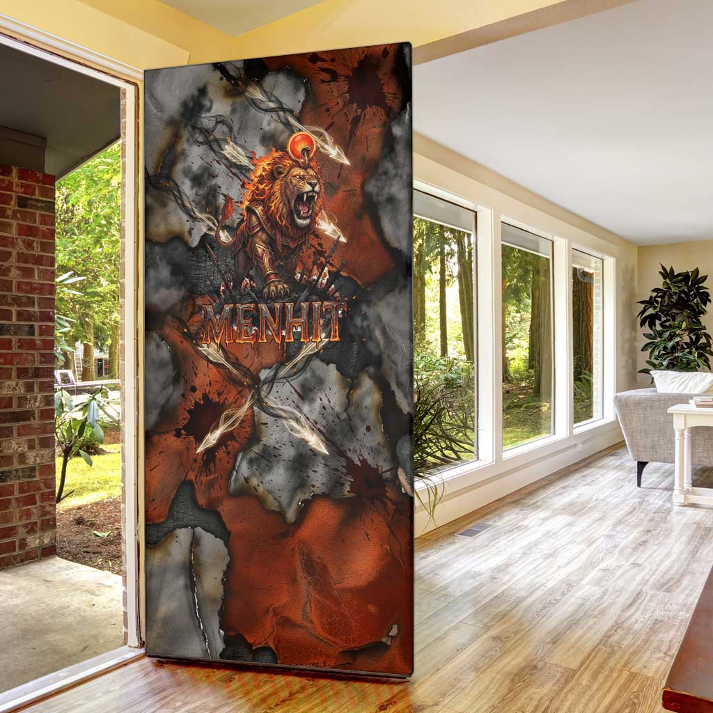 Menhit Egyptian Door Cover Warrior Goddess Fiery Lion Eye Arrows and Blood Battle