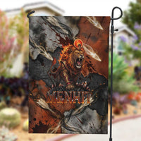 Menhit Egyptian Garden Flag Warrior Goddess Fiery Lion Eye Arrows and Blood Battle