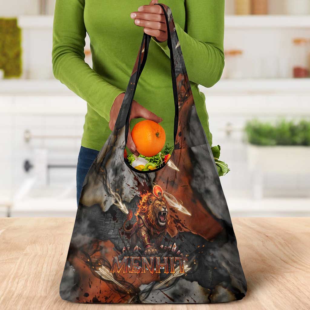 Menhit Egyptian Grocery Bag Warrior Goddess Fiery Lion Eye Arrows and Blood Battle
