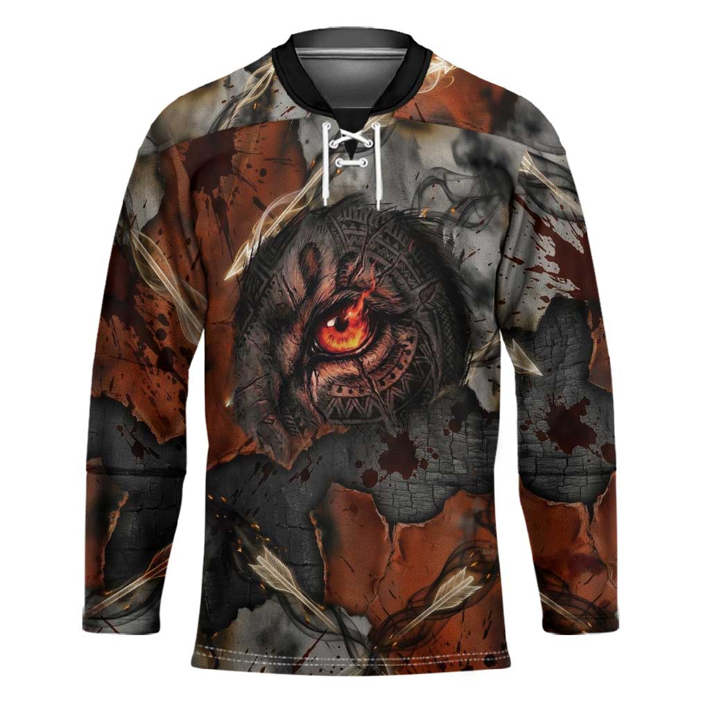 Menhit Egyptian Hockey Jersey Warrior Goddess Fiery Lion Eye Arrows and Blood Battle