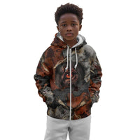 Menhit Egyptian Kid Hoodie Warrior Goddess Fiery Lion Eye Arrows and Blood Battle