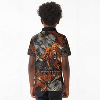 Menhit Egyptian Kid Polo Shirt Warrior Goddess Fiery Lion Eye Arrows and Blood Battle