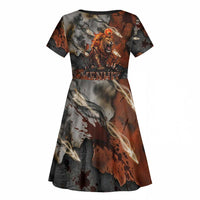 Menhit Egyptian Kid Short Sleeve Dress Warrior Goddess Fiery Lion Eye Arrows and Blood Battle