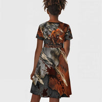 Menhit Egyptian Kid Short Sleeve Dress Warrior Goddess Fiery Lion Eye Arrows and Blood Battle