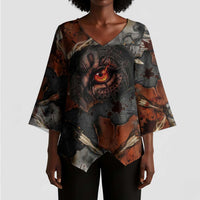 Menhit Egyptian Kimono Sleeve Blouse Warrior Goddess Fiery Lion Eye Arrows and Blood Battle