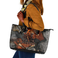 Menhit Egyptian Leather Tote Bag Warrior Goddess Fiery Lion Eye Arrows and Blood Battle