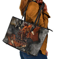 Menhit Egyptian Leather Tote Bag Warrior Goddess Fiery Lion Eye Arrows and Blood Battle