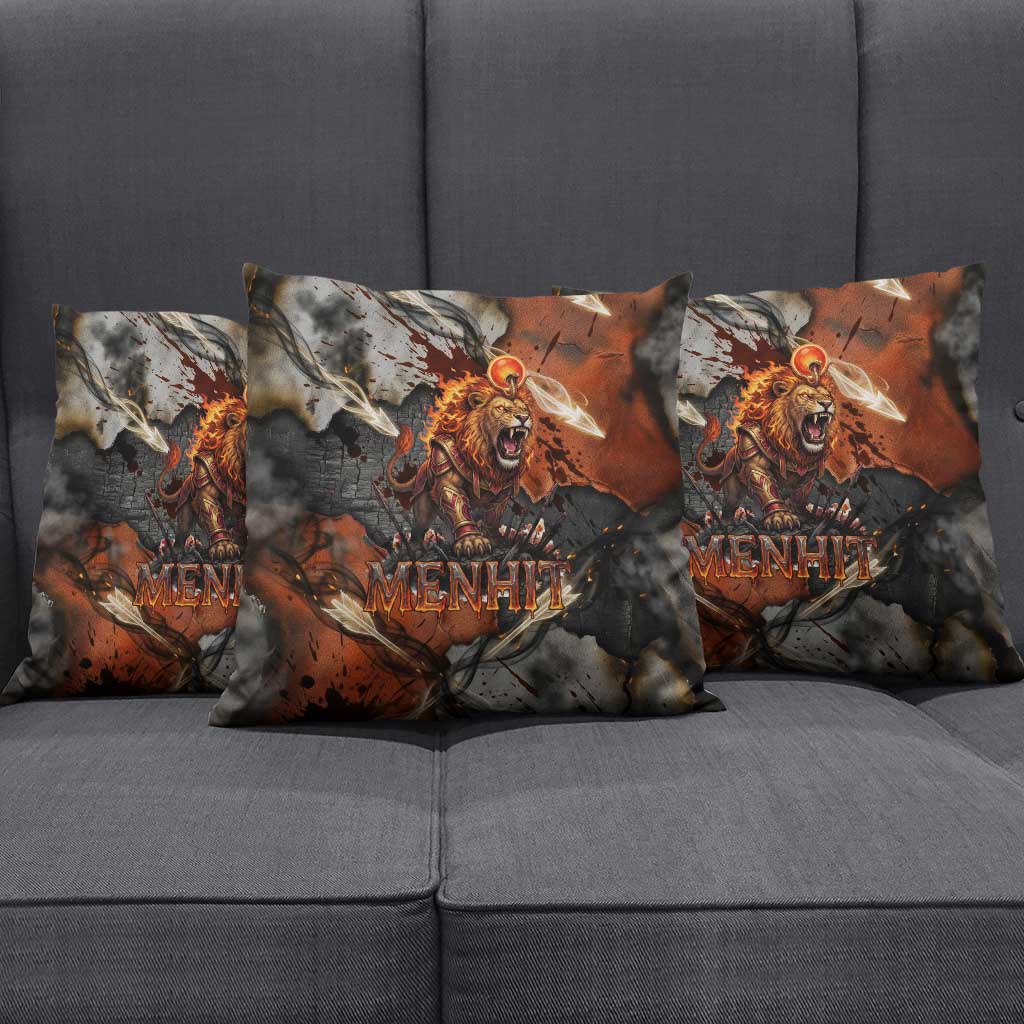 Menhit Egyptian Pillow Cover Warrior Goddess Fiery Lion Eye Arrows and Blood Battle