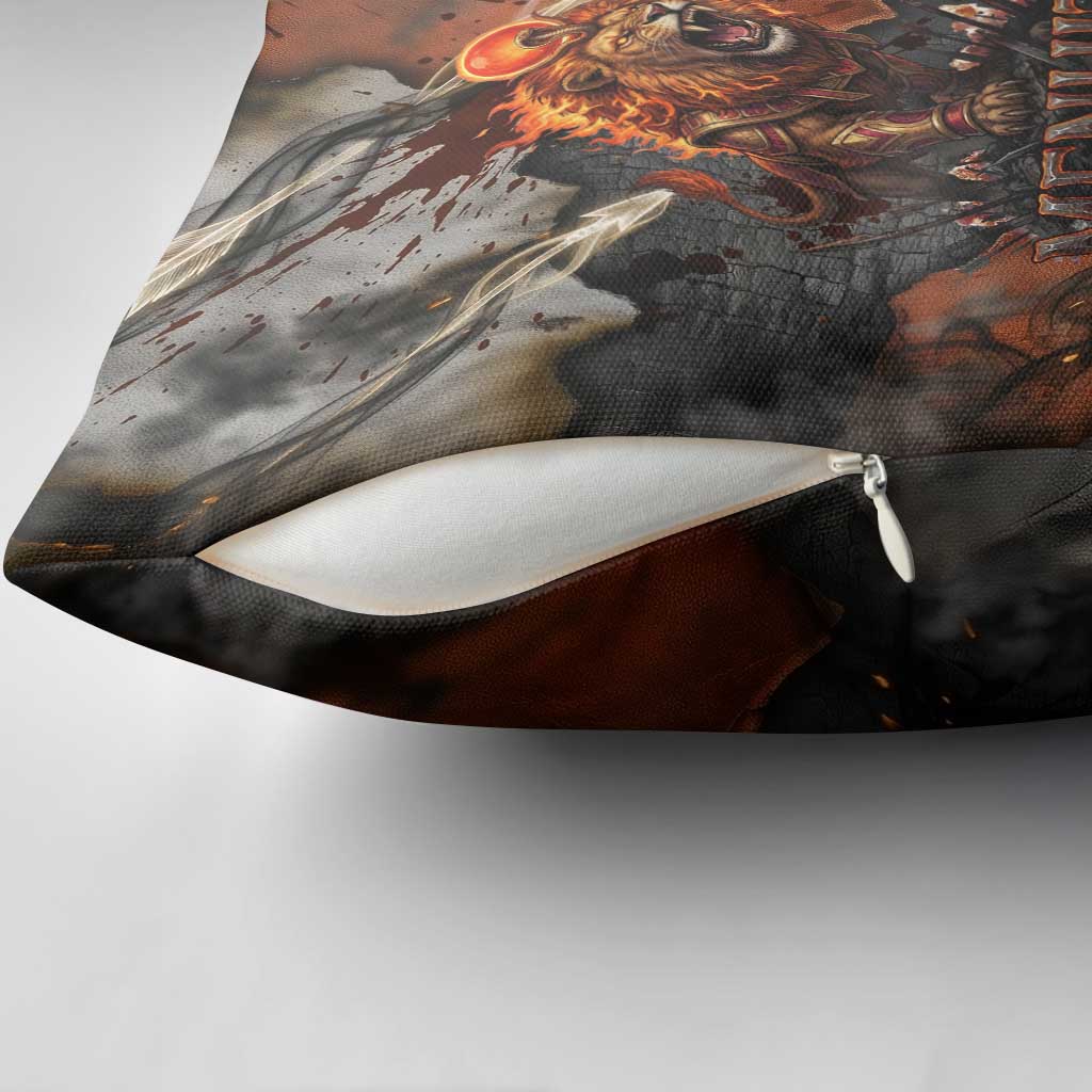 Menhit Egyptian Pillow Cover Warrior Goddess Fiery Lion Eye Arrows and Blood Battle