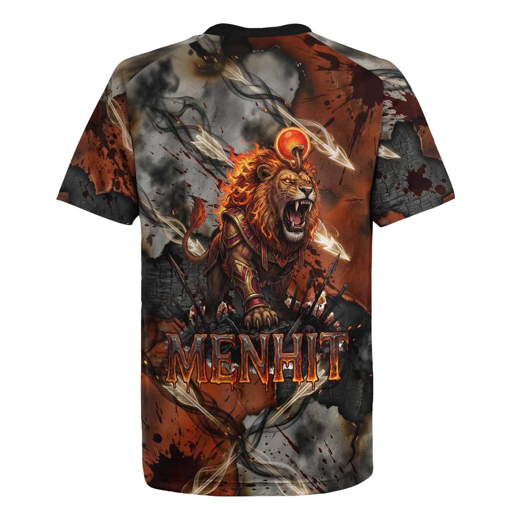 Menhit Egyptian Rugby Jersey Warrior Goddess Fiery Lion Eye Arrows and Blood Battle