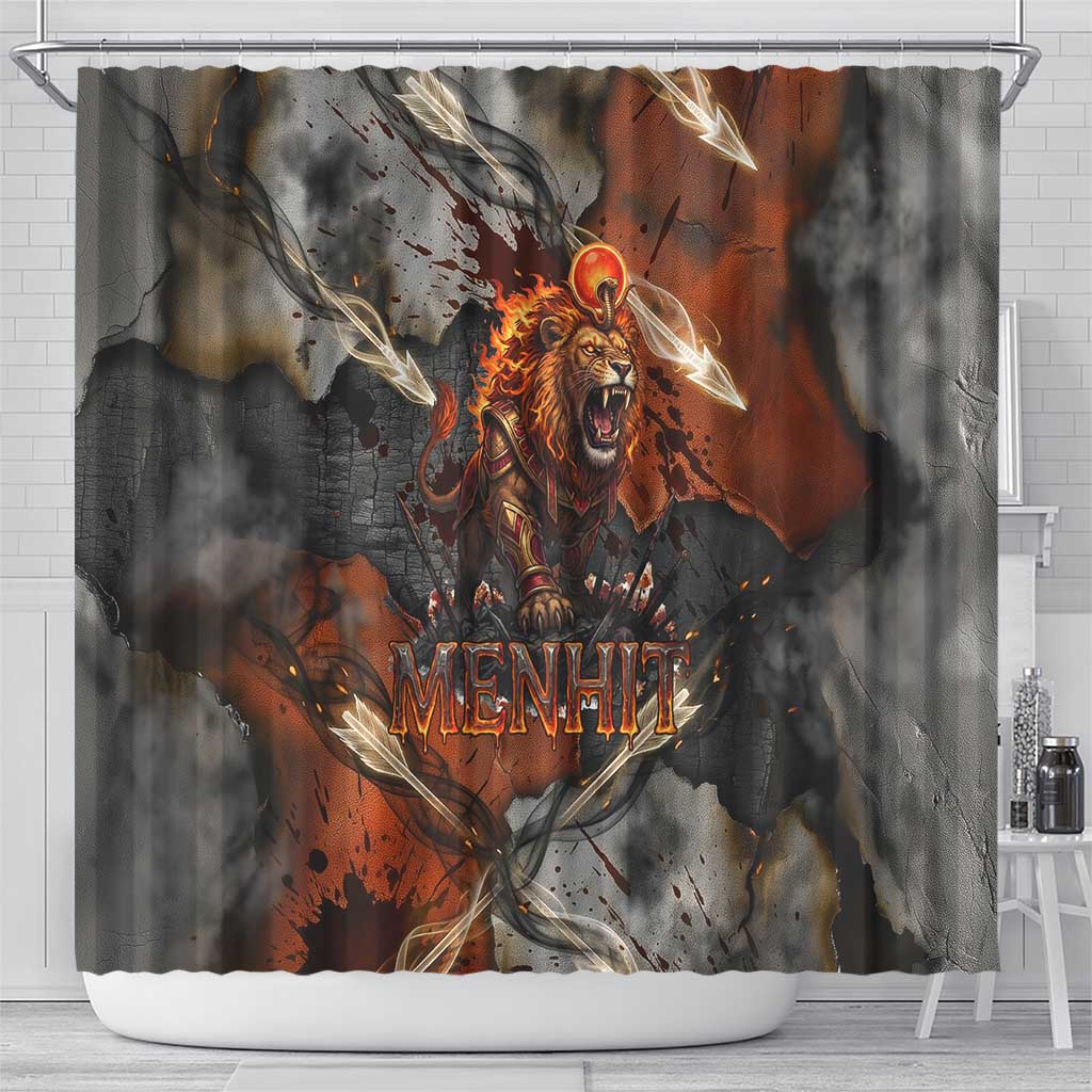 Menhit Egyptian Shower Curtain Warrior Goddess Fiery Lion Eye Arrows and Blood Battle