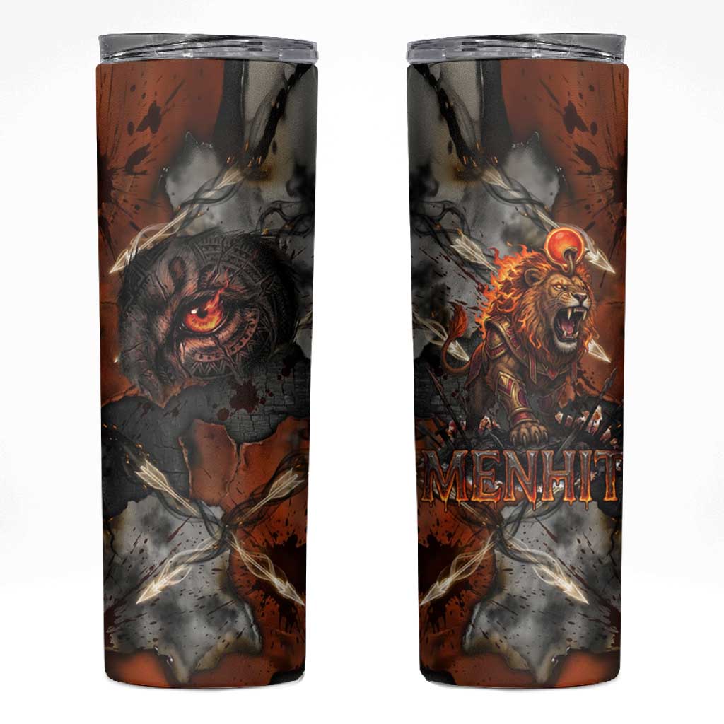 Menhit Egyptian Skinny Tumbler Warrior Goddess Fiery Lion Eye Arrows and Blood Battle