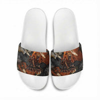 Menhit Egyptian Slide Sandals Warrior Goddess Fiery Lion Eye Arrows and Blood Battle
